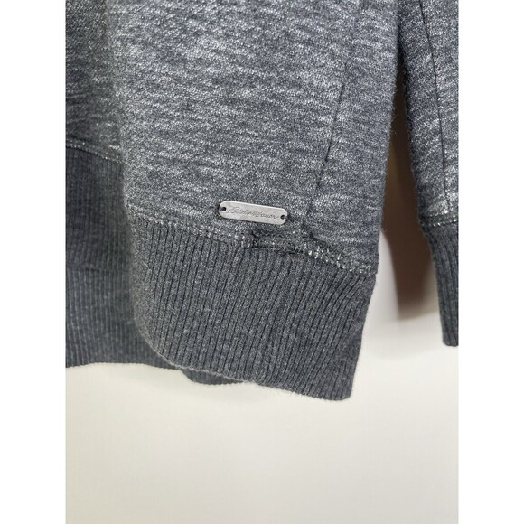 Eddie Bauer Womens Pullover Hoodie Sweatshirt Ultra Soft Grey Med 1/4 Button Up - Picture 4 of 6
